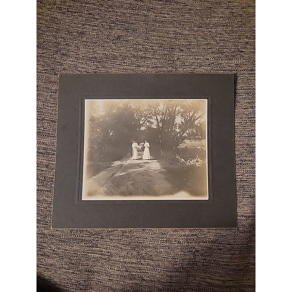 Antique Photograph Landscape Women White Dress Forest Road Ghosts?